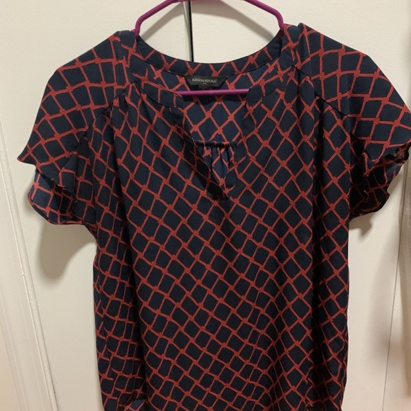 Banana Republic Red Geometric Print Casual Blouse - Picture 2 of 5
